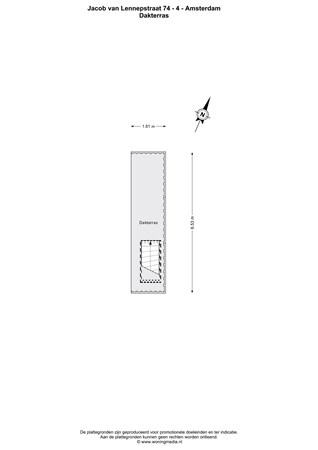 Plattegrond - Jacob van Lennepstraat 74-4, 1053 HM Amsterdam - Jacob van Lennepstraat 74 - 4 - Amsterdam - Vijfde verdieping - 2D.jpg